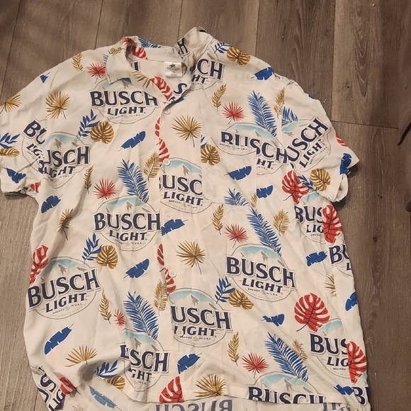 Busch Light Men's Button-Up White Shirt - Picture 1 of 5